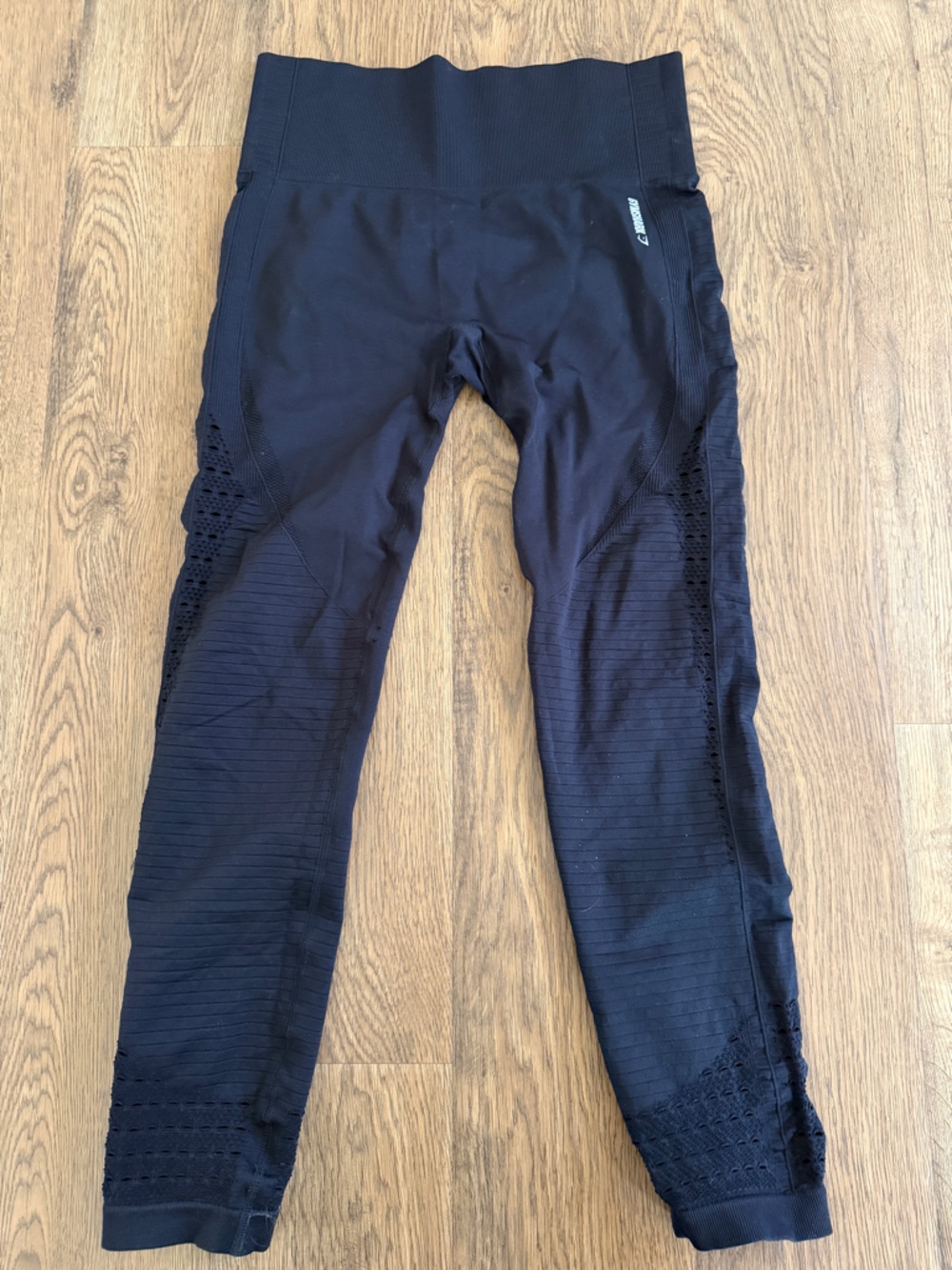 Gymshark Black High-Waist Ribbed Leggings with Cutouts Size L